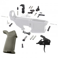 AR-10/LR-308 Lower Parts Kit with OD GREEN Magpul Grip and USA Made Drop In Trigger